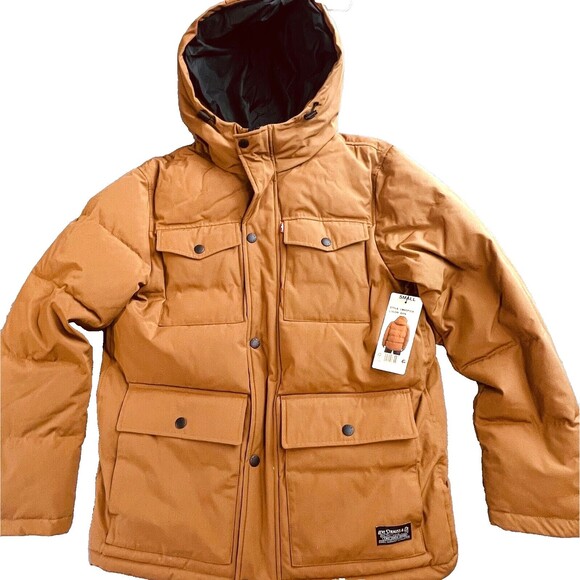 New Levi's Mens Size Small Brown Arctic Cloth Quilted Lined Four Pocket Parkas - Picture 1 of 15
